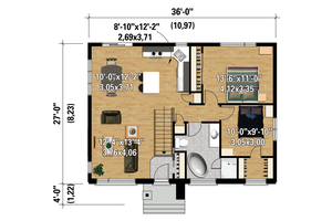 Floor Plan - Main Floor 1 for Contemporary House Plan #25-4312 - 2 bed, 1 bath