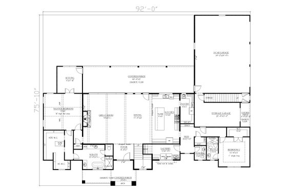 Floor Plan - Main Floor for Farmhouse House Plan #437-137 - 4 bed, 5.5 bath