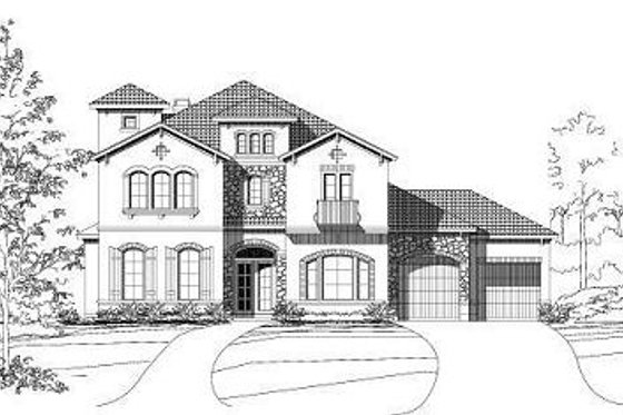 Exterior - Front Elevation for European House Plan #411-617 - 5 bed, 4.5 bath