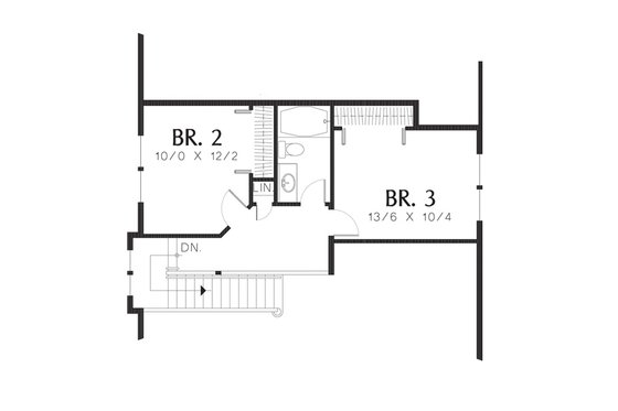 Floor Plan - Upper Floor for Cottage House Plan #48-519 - 3 bed, 2.5 bath