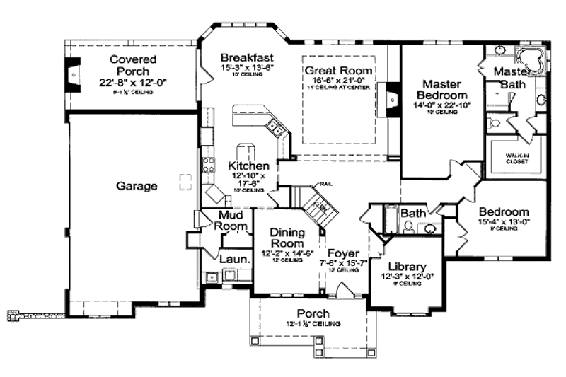 Dream House Plan - Floor Plan - Main Floor for Traditional House Plan #46-412 - 2 bed, 2 bath