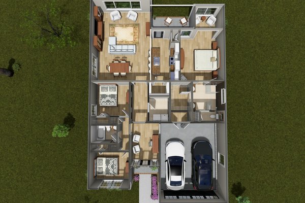 House Blueprint - Floor Plan - Main Floor 1 for Cottage House Plan #513-2437 - 3 bed, 2 bath