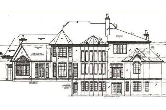 Exterior - Rear Elevation for European House Plan #54-111 - 4 bed, 4.5 bath