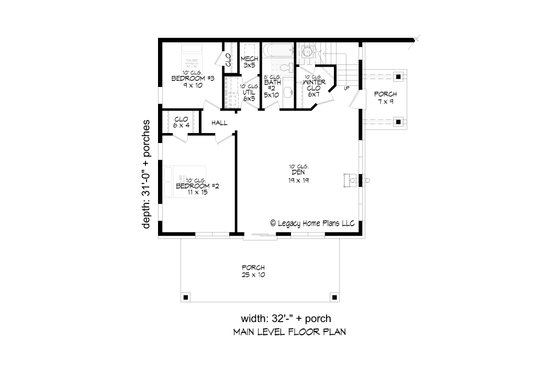 Floor Plan - Main Floor for Modern House Plan #932-738 - 3 bed, 2 bath