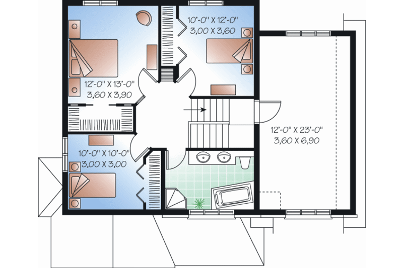 Home Plan - Floor Plan - Upper Floor for European House Plan #23-2235 - 3 bed, 1.5 bath