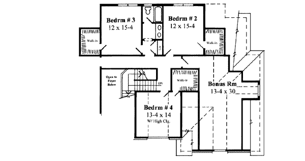 Traditional Floor Plan - Upper Floor Plan #75-157
