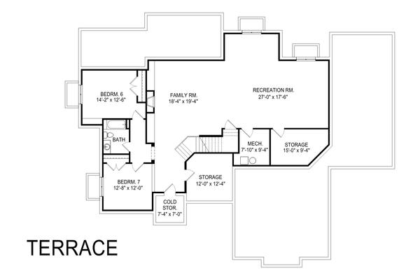 Architectural House Design - Craftsman Floor Plan - Lower Floor Plan #920-104