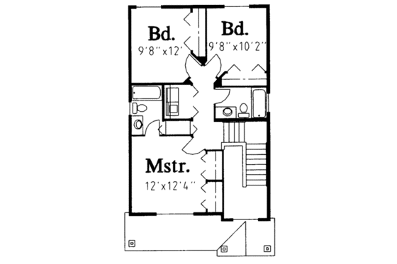 Floor Plan - Upper Floor for Traditional House Plan #303-347 - 4 bed, 3 bath