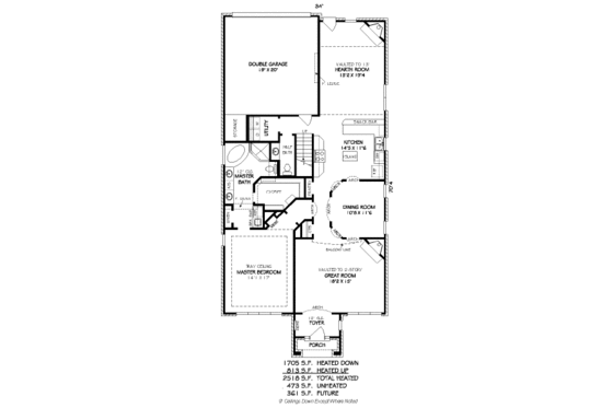 Floor Plan - Main Floor for European House Plan #424-233 - 3 bed, 2.5 bath