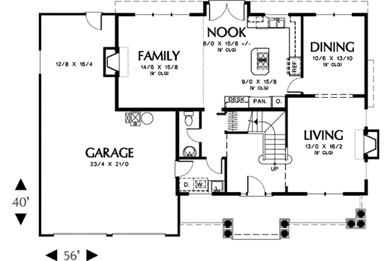 Home Plan - Floor Plan - Main Floor for Craftsman House Plan #48-219 - 5 bed, 2.5 bath