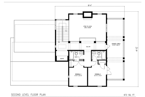 Floor Plan - Upper Floor for Beach House Plan #443-1 - 3 bed, 4 bath