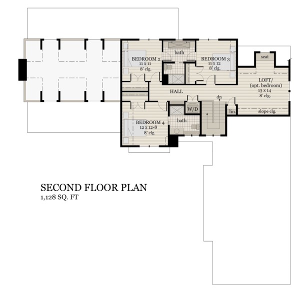 Farmhouse Floor Plan - Upper Floor Plan #51-1145