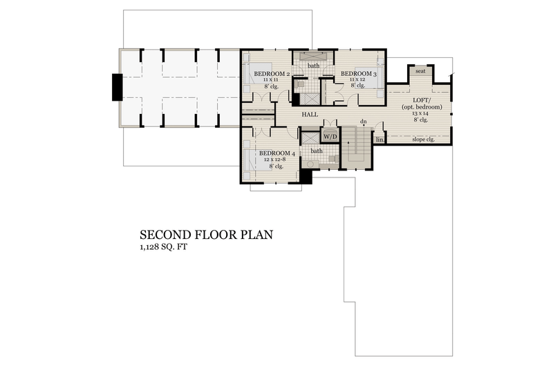 Home Plan - Floor Plan - Upper Floor for Farmhouse House Plan #51-1145 - 4 bed, 3.5 bath