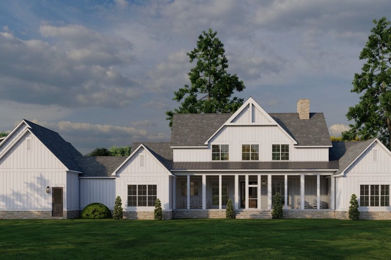 Architectural House Design - Exterior - Rear Elevation for Farmhouse House Plan #923-411 - 3 bed, 3.5 bath