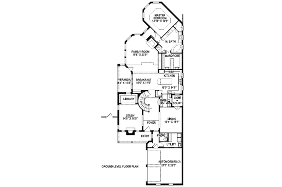 Floor Plan - Main Floor for Bungalow House Plan #141-284 - 3 bed, 2.5 bath