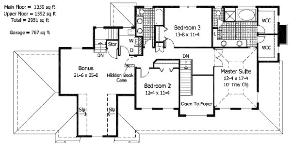 Architectural House Design - Traditional Floor Plan - Upper Floor Plan #51-360