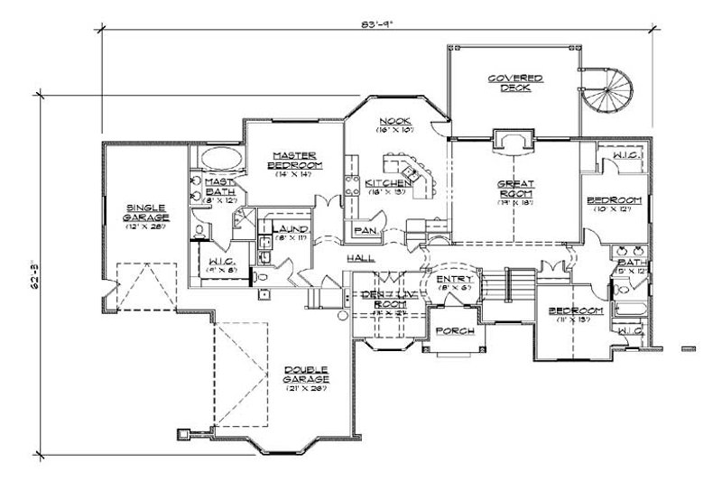 Home Plan - Floor Plan - Main Floor for European House Plan #5-289 - 5 bed, 3.5 bath