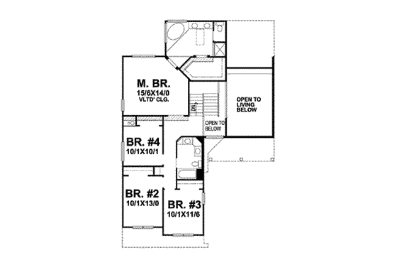 Floor Plan - Upper Floor for Traditional House Plan #50-288 - 4 bed, 2.5 bath