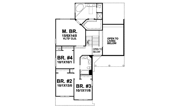 Floor Plan - Upper Floor for Traditional House Plan #50-288 - 4 bed, 2.5 bath