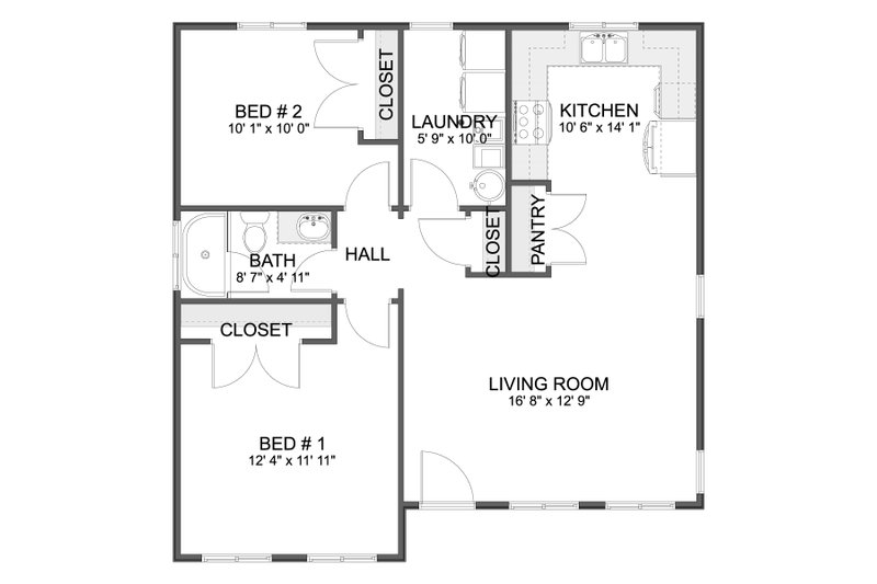 House Plan Design - Floor Plan - Main Floor for Modern House Plan #1060-324 - 2 bed, 1 bath