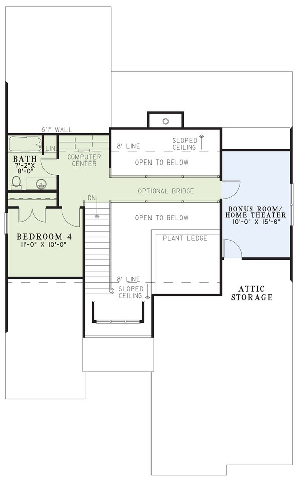 European Floor Plan - Upper Floor Plan #17-122