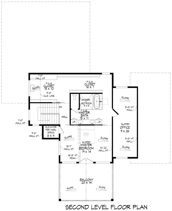 Modern Floor Plan - Upper Floor Plan #932-1121