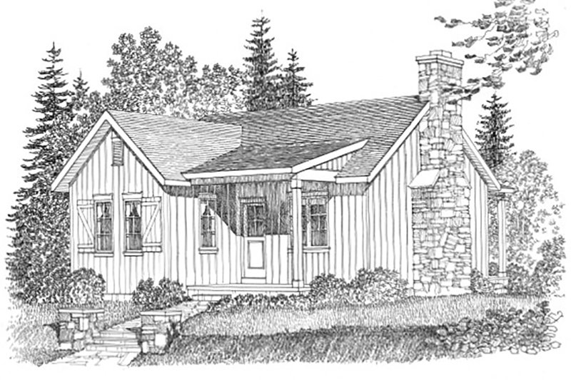 Home Plan - Exterior - Front Elevation 4 for Cottage House Plan #22-572 - 1 bed, 1 bath