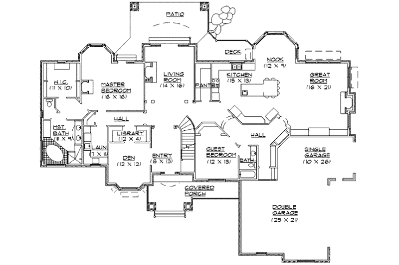 Dream House Plan - Floor Plan - Main Floor for European House Plan #5-216 - 5 bed, 4.5 bath