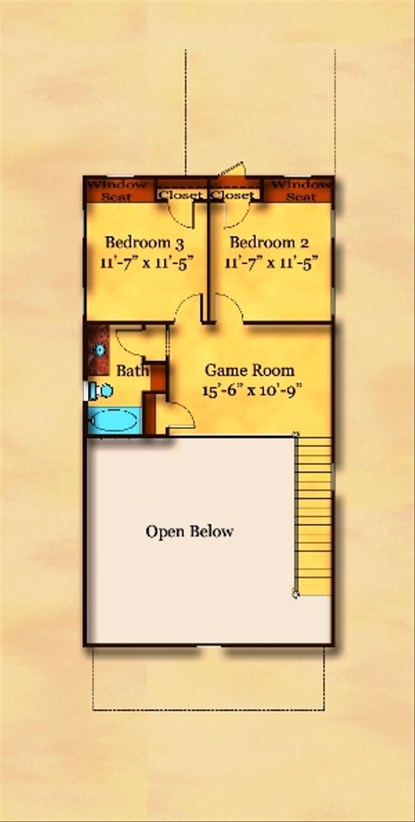 Traditional Floor Plan - Upper Floor Plan #442-5