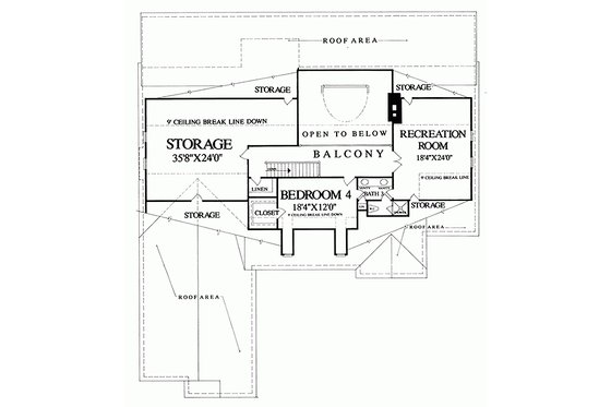 Floor Plan - Upper Floor for Country House Plan #137-279 - 4 bed, 3.5 bath