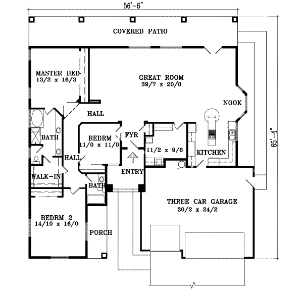 Adobe / Southwestern Floor Plan - Main Floor Plan #1-1450