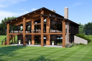 Exterior - Rear Elevation 3 for Contemporary House Plan #1064-306 - 3 bed, 3 bath