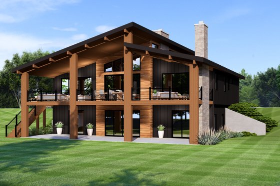 Exterior - Rear Elevation 3 for Contemporary House Plan #1064-306 - 3 bed, 3 bath