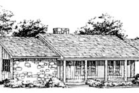 Exterior - Front Elevation for Ranch House Plan #10-144 - 3 bed, 2 bath