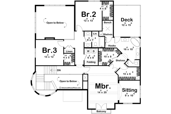 Floor Plan - Upper Floor for Victorian House Plan #455-376 - 3 bed, 2.5 bath