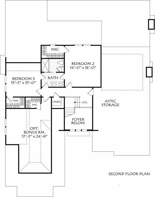 Dream House Plan - Traditional Floor Plan - Upper Floor Plan #927-1028