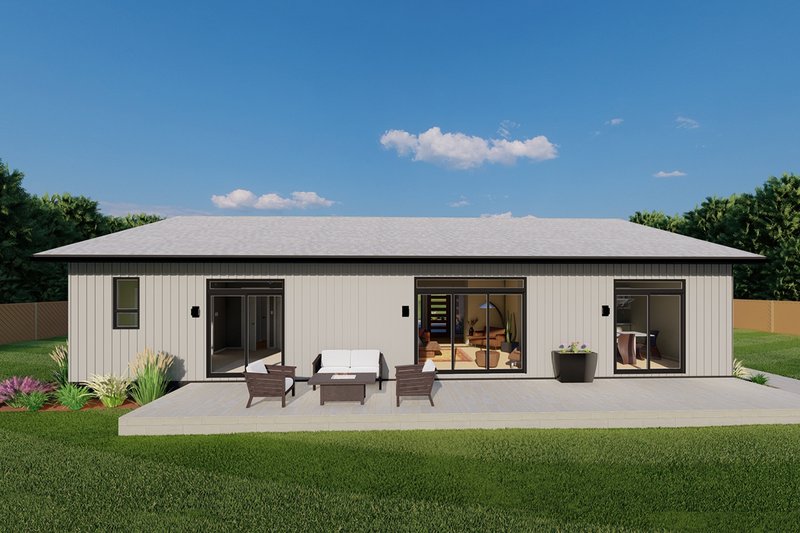 Home Plan - Exterior - Rear Elevation for Modern House Plan #126-189 - 3 bed, 2 bath