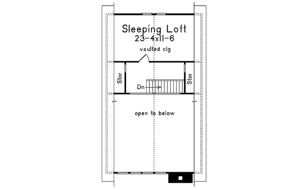Floor Plan - Upper Floor for Cottage House Plan #57-500 - 2 bed, 1 bath