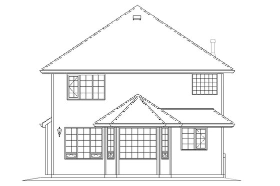 Exterior - Rear Elevation for Traditional House Plan #18-283 - 3 bed, 3 bath