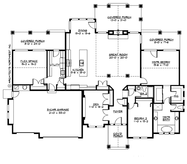 Craftsman Floor Plan - Main Floor Plan #132-201