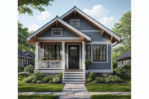 Exterior - Front Elevation 3 for Cottage House Plan #515-19 - 2 bed, 1 bath