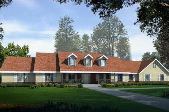 Exterior - Front Elevation for Country House Plan #100-458 - 3 bed, 2.5 bath