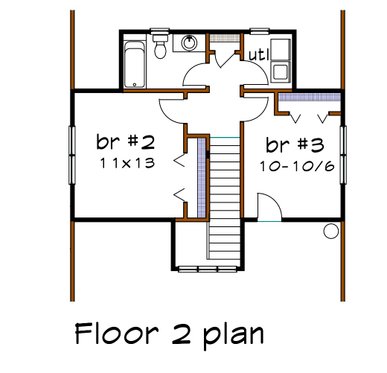 Floor Plan - Upper Floor for Bungalow House Plan #79-326 - 3 bed, 2 bath