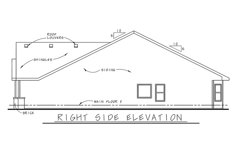 Architectural House Design - Exterior - Other Elevation 1 for Bungalow House Plan #20-1610 - 3 bed, 2 bath