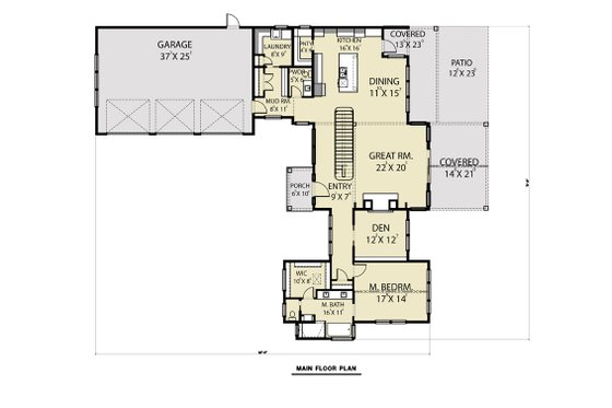 Floor Plan - Main Floor for Contemporary House Plan #1070-94 - 3 bed, 2.5 bath
