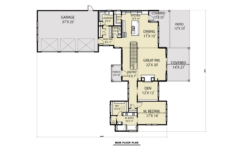 Architectural House Design - Floor Plan - Main Floor for Contemporary House Plan #1070-94 - 3 bed, 2.5 bath