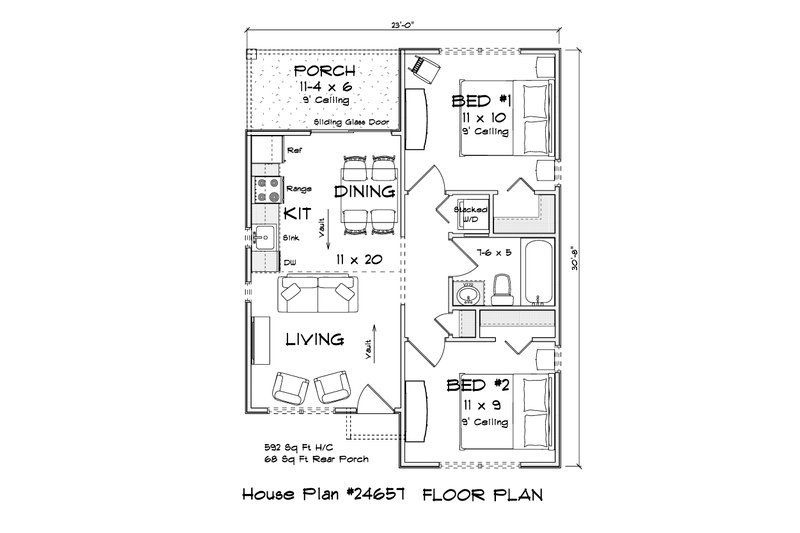 House Blueprint - Floor Plan - Main Floor for Cottage House Plan #513-2450 - 2 bed, 1 bath