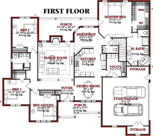 European Floor Plan - Main Floor Plan #63-187