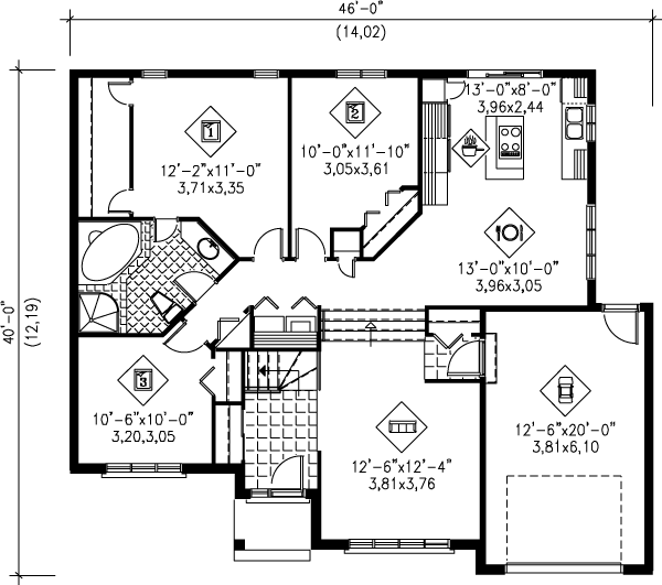 Architectural House Design - Traditional Floor Plan - Main Floor Plan #25-1075