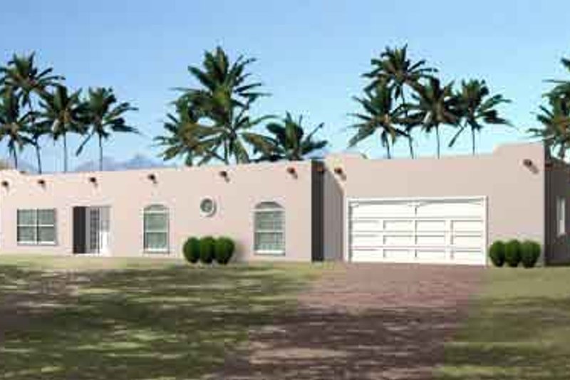 House Design - Adobe / Southwestern Exterior - Front Elevation Plan #1-1399